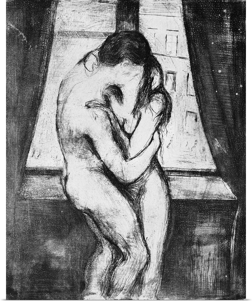 The Kiss, 1895, by Edvard Munch (1863-1944), originally etching, drypoint, aquatint, Norway, 20th century