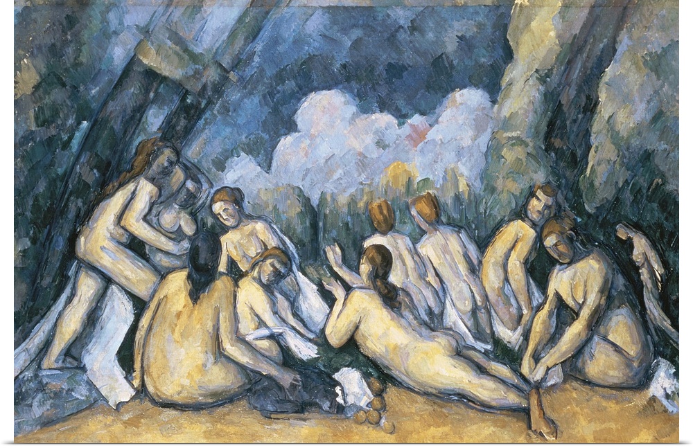 BAL2052 The Large Bathers, c.1900-05 (oil on canvas)  by Cezanne, Paul (1839-1906); 130x193 cm; National Gallery, London, ...