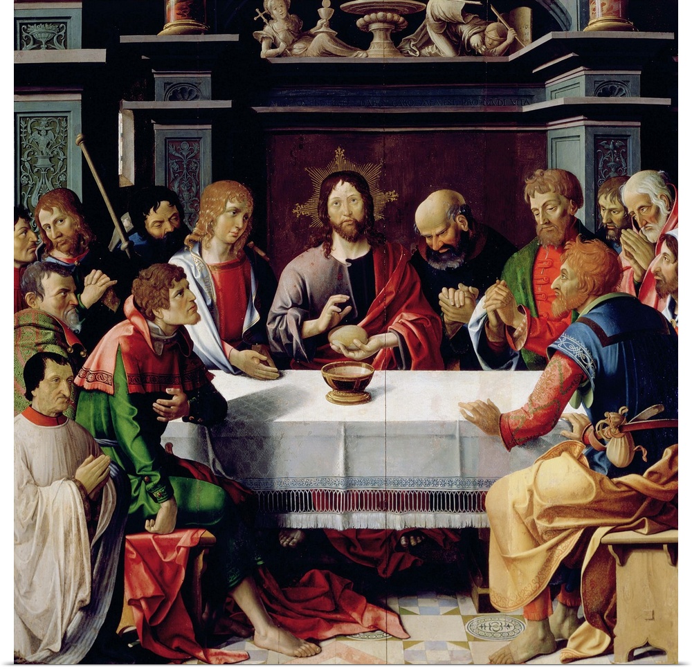 XJL180971 The Last Supper, central panel from the Eucharist Triptych, 1515 (oil on panel) by French School, (16th century)...