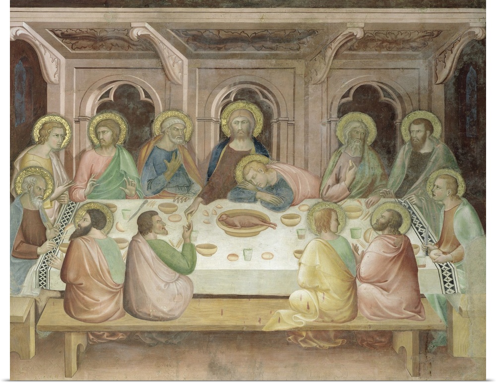 XAL162148 The Last Supper, from a series of Scenes of the New Testament (fresco) by Barna da Siena (fl.1350-55); Collegiat...