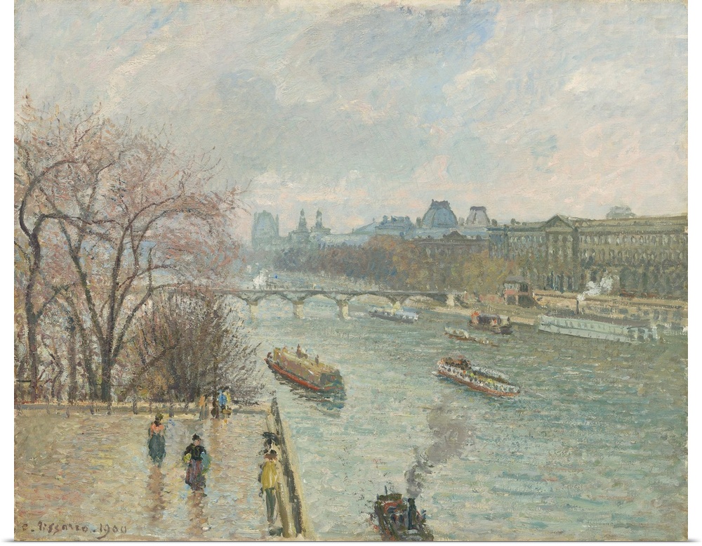 The Louvre, Afternoon, Rainy Weather, 1900 (originally oil on canvas) by Pissarro, Camille (1830-1903)
