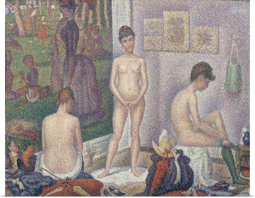 XIR699 The Models, 1888 (oil on canvas)  by Seurat, Georges Pierre (1859-91); 39.4x48.7 cm; Private Collection; (add. info...