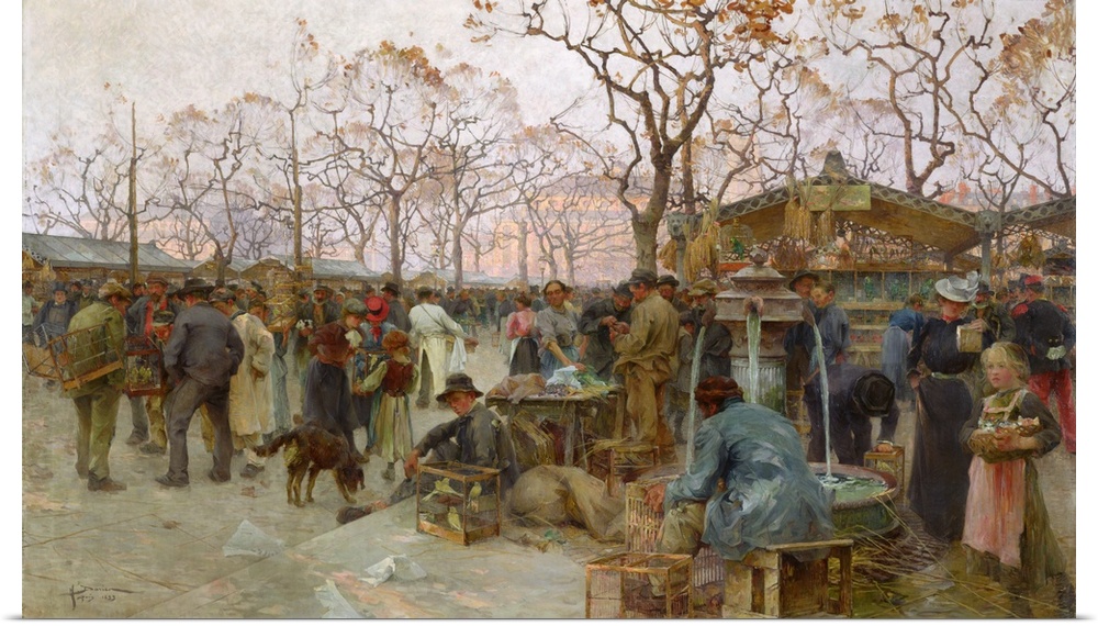 XIR26286 The Parisian Bird Market (oil on canvas)  by Darien, Henri-Gaston (1864-1926); Musee d'Art et d'Industrie, Roubai...