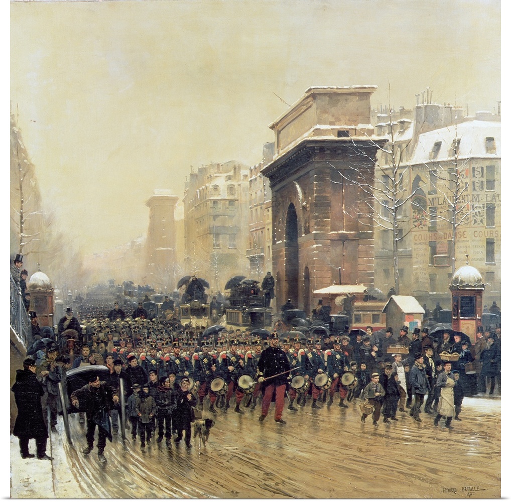 BAL9948 The Passing Regiment, 1875 (oil on canvas)  by Detaille, Jean-Baptiste Edouard (1848-1912); Private Collection; (a...