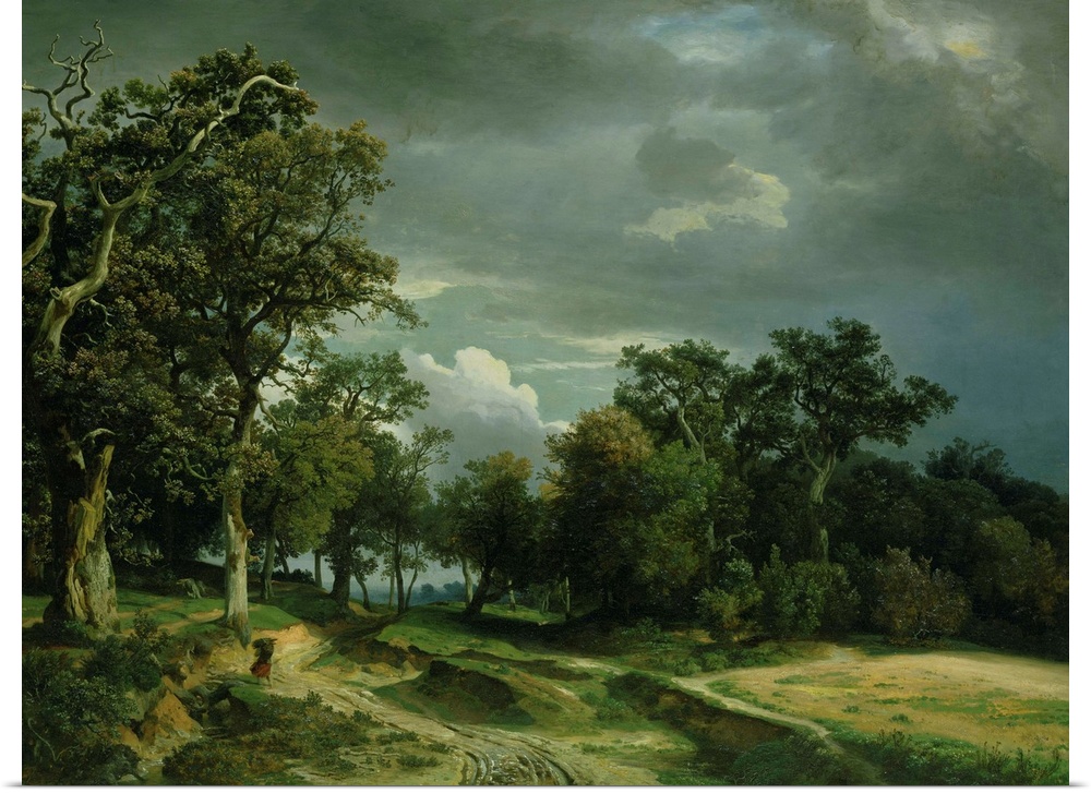 XKH151672 The Path on the Edge of the Wood, c.1851 (oil on canvas) by Schirmer, Johann Wilhelm (1807-63)