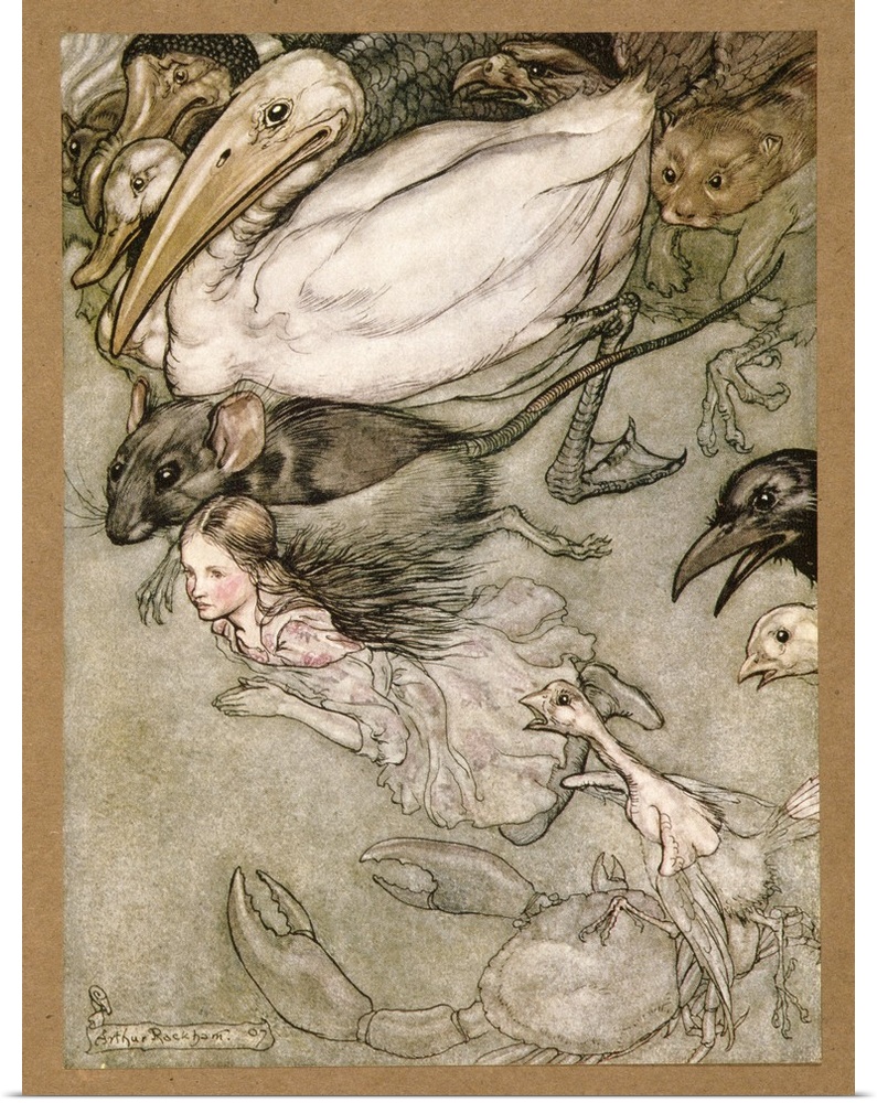 The Pool of Tears, from Alice's Adventures in Wonderland, by Lewis Carroll, pub.1907 (colour litho)