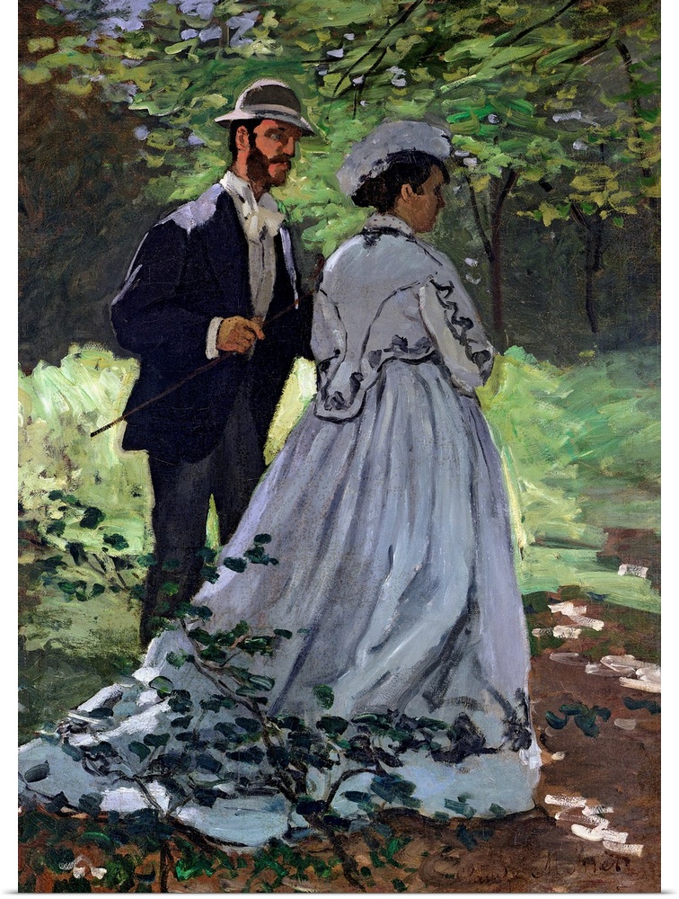 XIR19983 The Promenaders, or Bazille and Camille, 1865 (oil on canvas)  by Monet, Claude (1840-1926); 93x69 cm; National G...