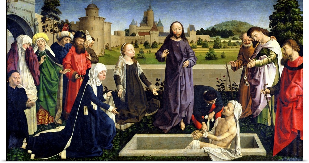 XIR94959 The Raising of Lazarus (oil on panel); by Master of Coetivy, (Henri de Vulcop) (fl.1450-75); 78.5x141 cm; Louvre,...