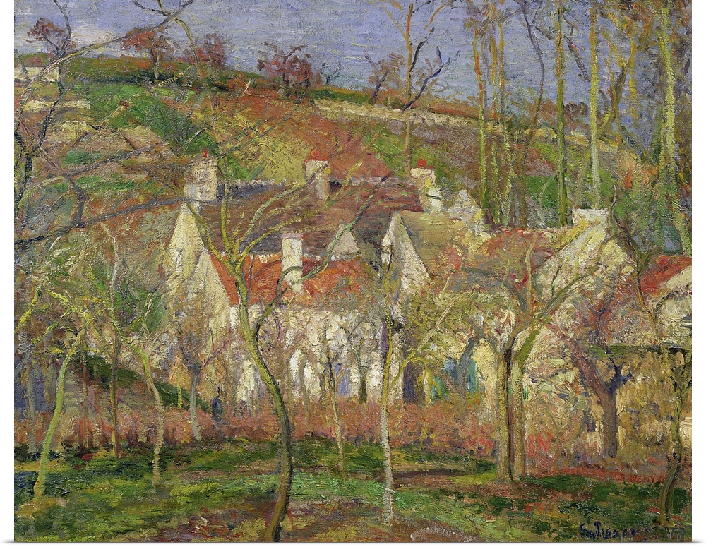 XIR30235 The Red Roofs, or Corner of a Village, Winter, 1877 (oil on canvas)  by Pissarro, Camille (1831-1903); 54.5x65.5 ...