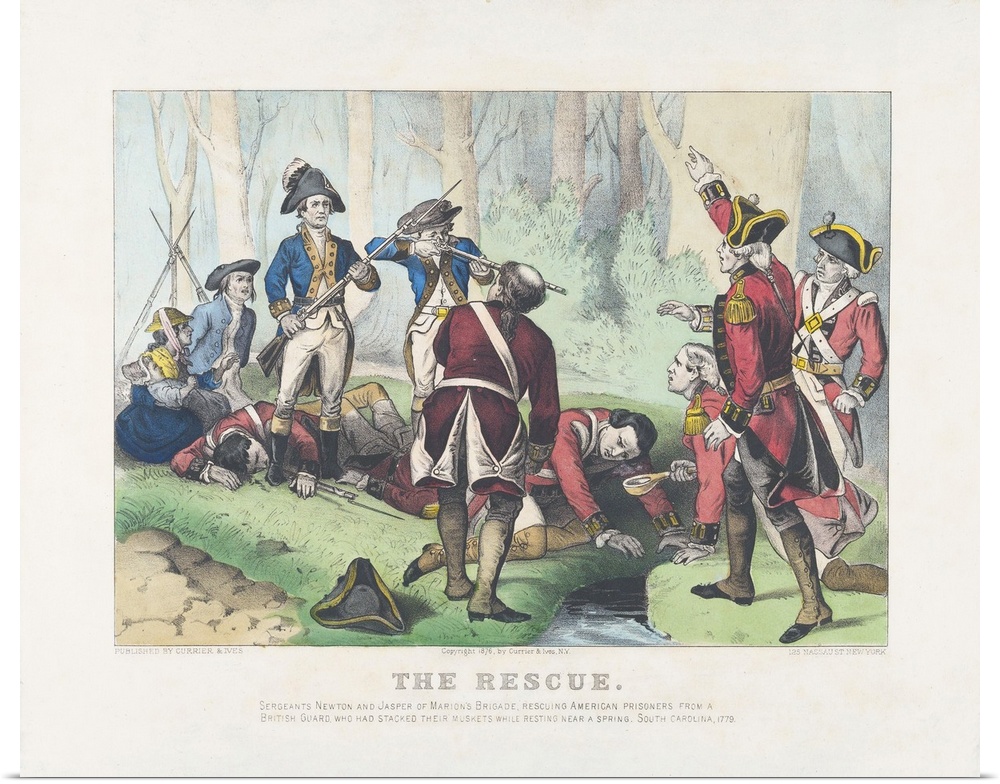 The Rescue, 1876 (originally hand-coloured lithograph) by Currier, N. (1813-88) and Ives, J.M. (1824-95)