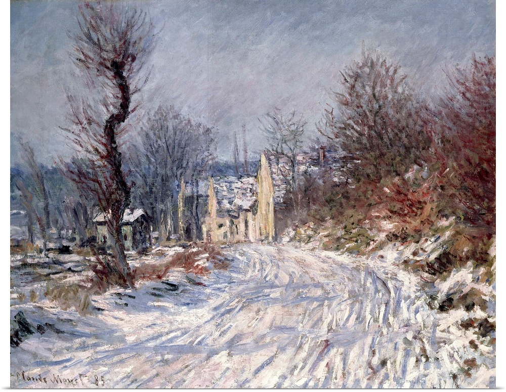 BAL44040 The Road to Giverny, Winter, 1885  by Monet, Claude (1840-1926); oil on canvas; Private Collection; French, out o...