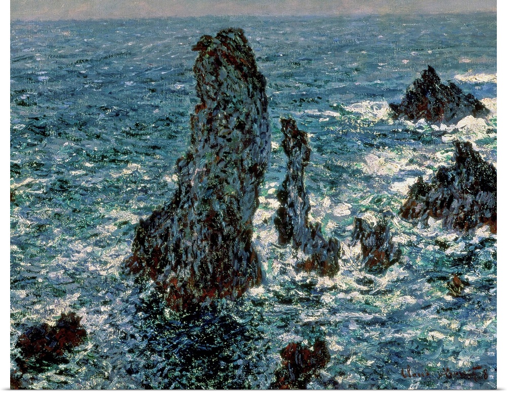 XIR155585 The Rocks at Belle-Ile, 1886 (oil on canvas)  by Monet, Claude (1840-1926); 65x81 cm; Pushkin Museum, Moscow, Ru...
