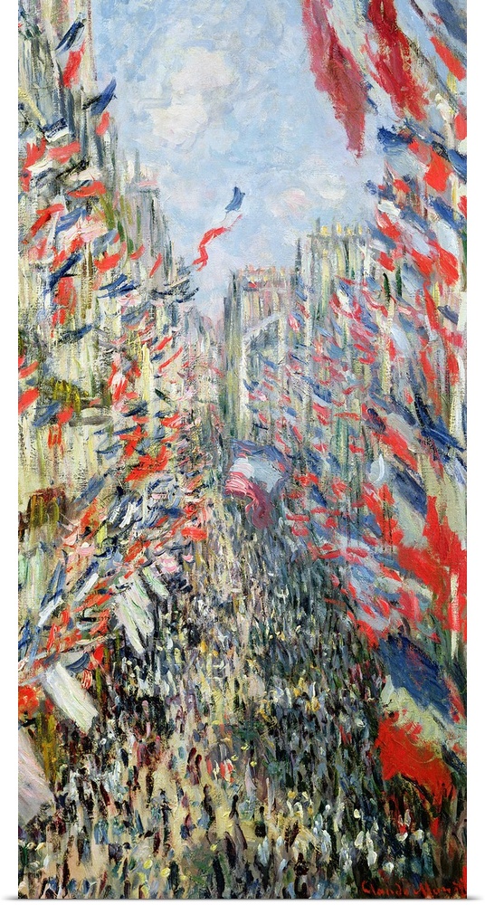 XIR52219 The Rue Montorgueil, Paris, Celebration of June 30, 1878 (oil on canvas)  by Monet, Claude (1840-1926); 80x48.5 c...