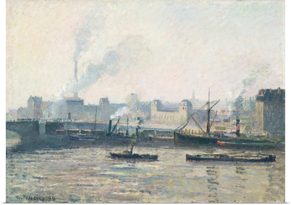 The Saint-Sever Bridge, Rouen: Mist, 1896 (originally oil on canvas) by Pissarro, Camille (1830-1903)