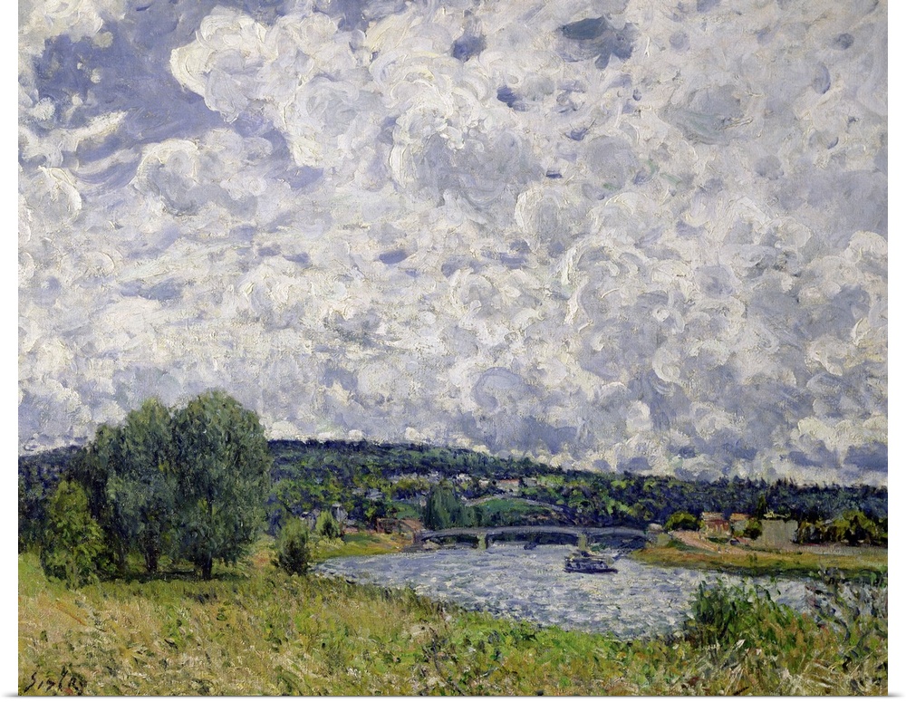 XIR33178 The Seine at Suresnes, 1877 (oil on canvas)  by Sisley, Alfred (1839-99); 60.5x73.5 cm; Musee d'Orsay, Paris, Fra...