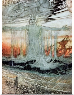 The Shipwrecked Man and the Sea, illustration from Aesop's Fables