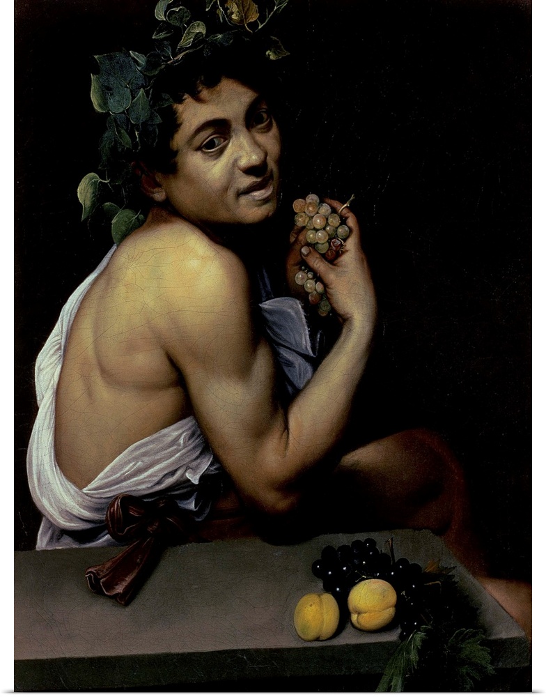 XIR55903 The Sick Bacchus, 1591 (oil on canvas)  by Caravaggio, Michelangelo Merisi da (1571-1610); 67x53 cm; Galleria Bor...