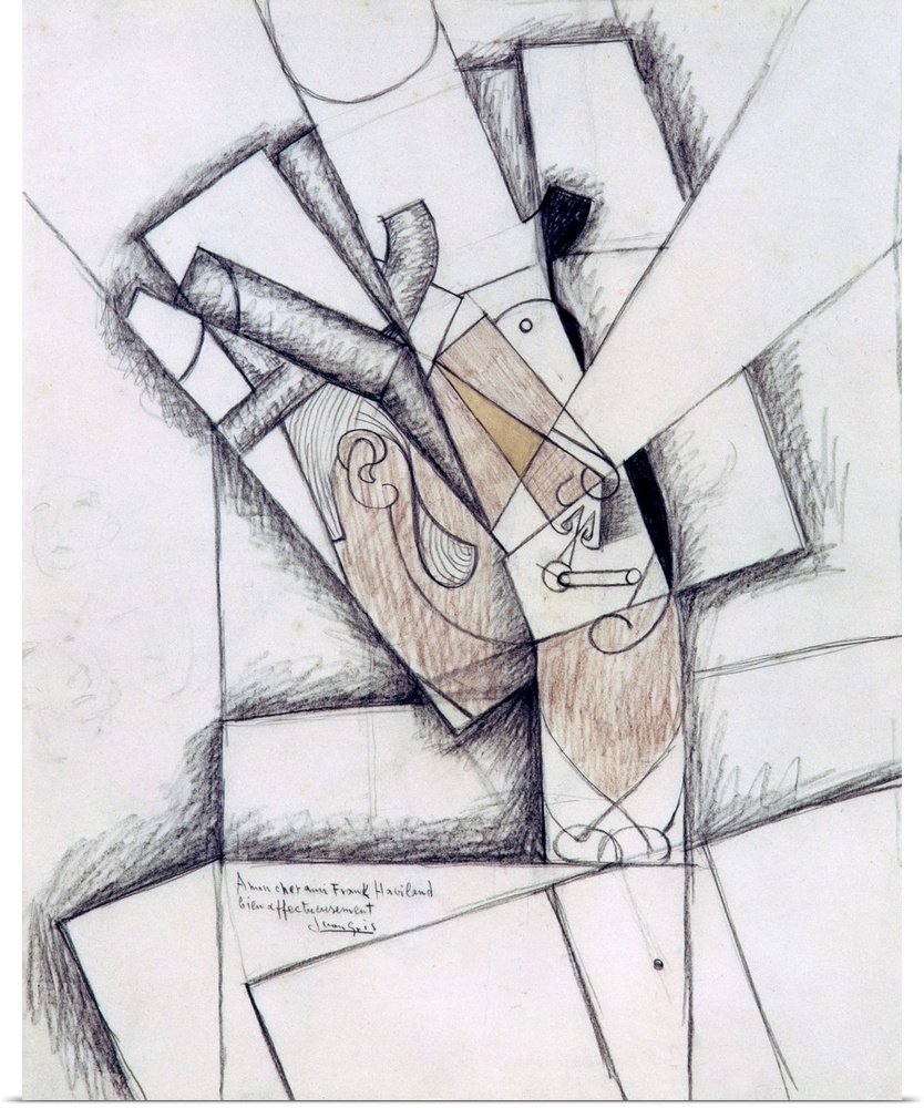 PWI200220 The Smoker, 1912 (charcoal & red chalk on paper) by Gris, Juan (1887-1927); 71.5x59.5 cm; Private Collection; (a...
