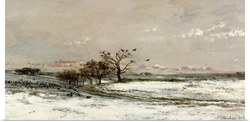 XIR53732 The Snow, 1873 (oil on canvas)  by Daubigny, Charles Francois (1817-78); 90x120 cm; Musee d'Orsay, Paris, France;...