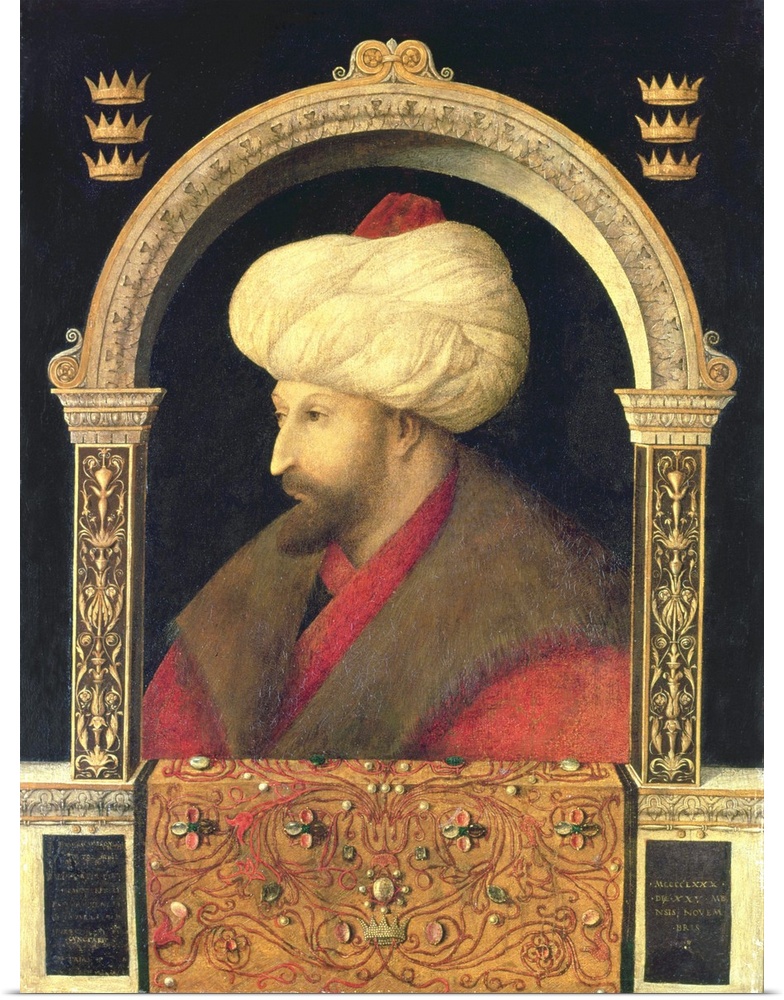 BAL72627 The Sultan Mehmet II (1432-81) 1480 (oil on canvas)  by Bellini, Gentile (c.1429-1507) (attr. to); 69.9x52.1 cm; ...
