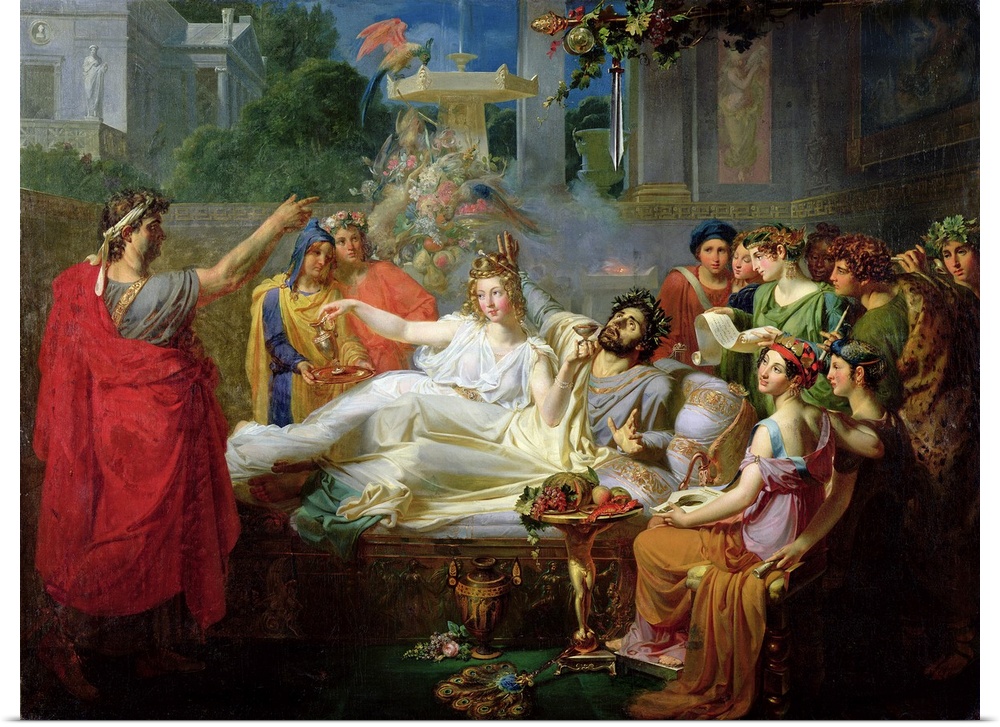 XAV27895 The Sword of Damocles (oil on canvas)  by Auvray, Felix (1800-33); 190x260 cm; Musee des Beaux-Arts, Valenciennes...