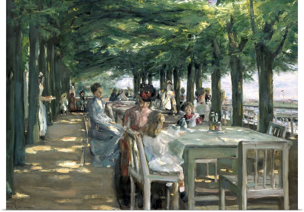 XKH144751 The Terrace at the Restaurant Jacob in Nienstedten on the Elbe, 1902 (oil on canvas)  by Liebermann, Max (1847-1...