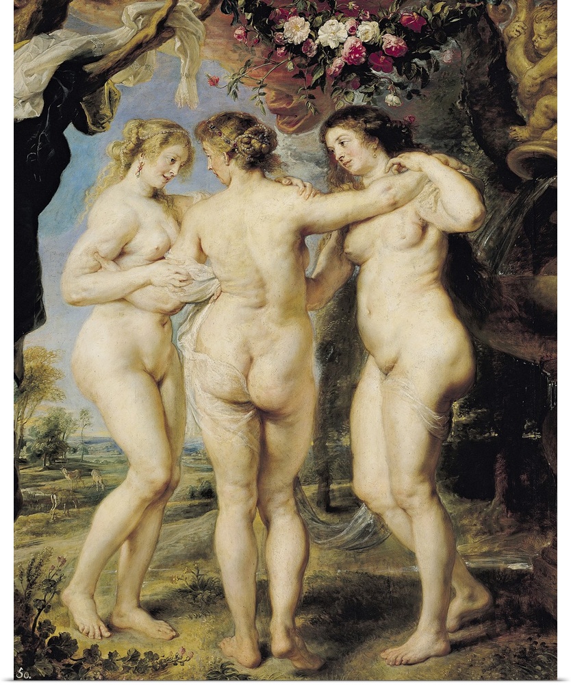 XIR907 The Three Graces, c.1636-39 (oil on canvas)  by Rubens, Peter Paul (1577-1640); 221x181 cm; Prado, Madrid, Spain; G...
