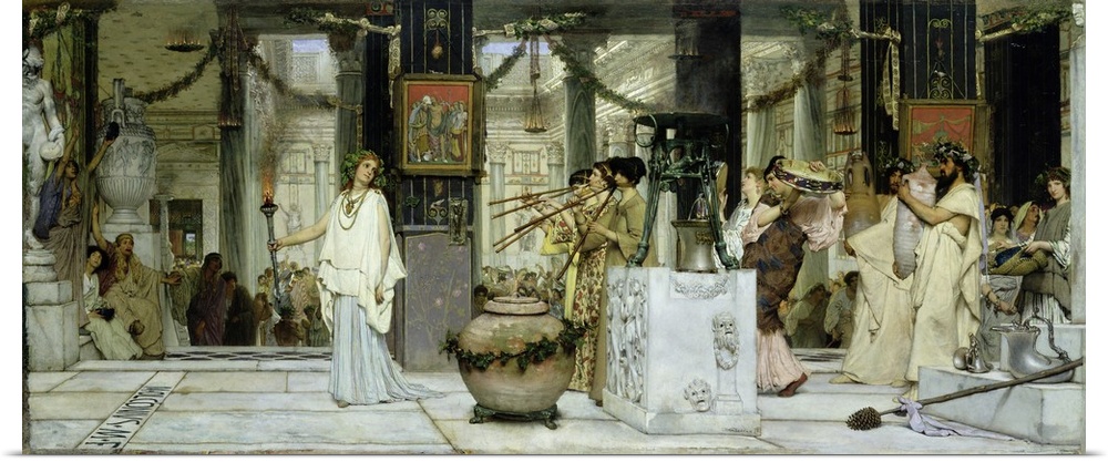 XKH141018 The Vintage Festival in Ancient Rome, 1871 (oil on canvas); by Alma-Tadema, Sir Lawrence (1836-1912); 77x177 cm;...