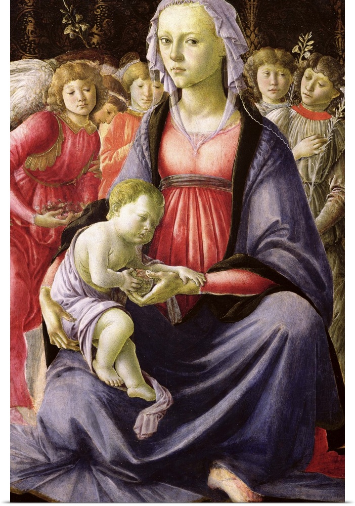 XIR33776 The Virgin and Child surrounded by Five Angels (oil on panel)  by Botticelli, Sandro (1444/5-1510); 58x40 cm; Lou...