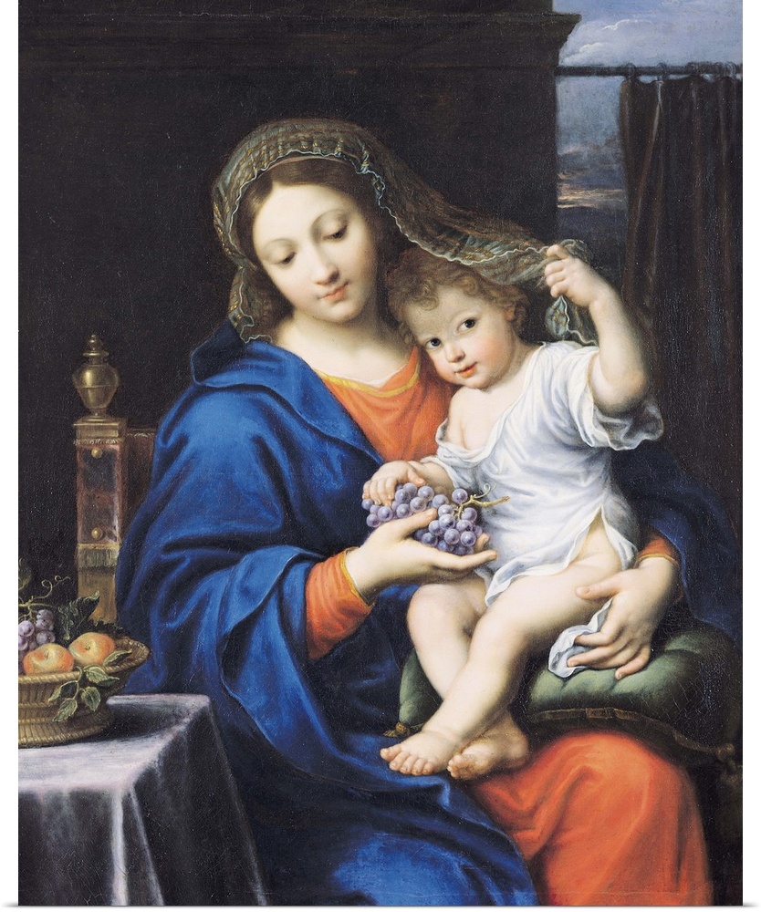 XIR26238 The Virgin of the Grapes, 1640-50 (oil on canvas)  by Mignard, Pierre (1612-95); 121x94 cm; Louvre, Paris, France...