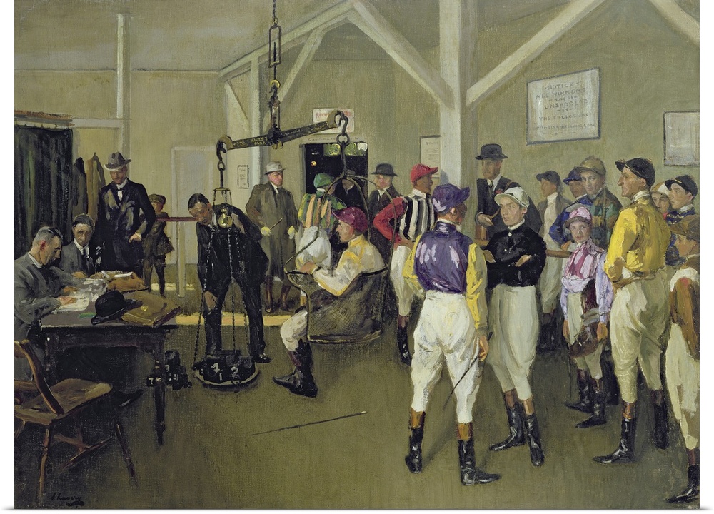 The Weighing-In Room, Hurst Park, 1924 (Originally oil on canvas)