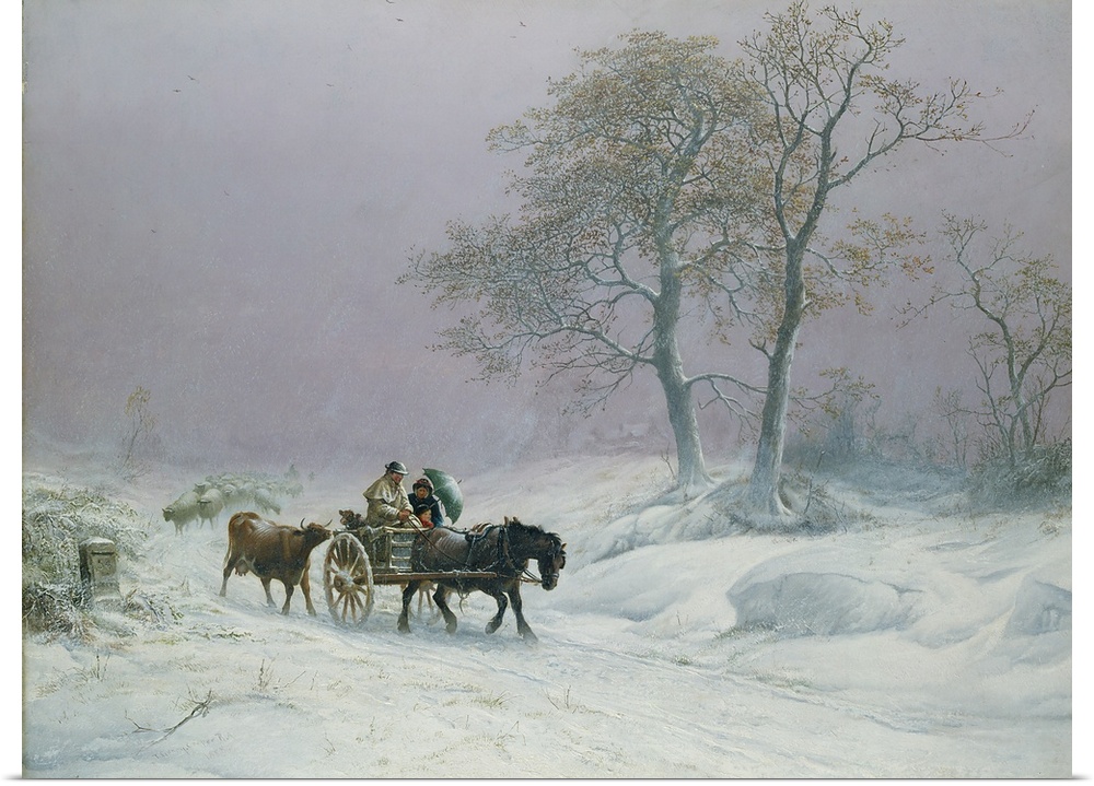 BAL13265 The wintry road to market (oil)  by Cooper, Thomas Sidney (1803-1902); Private Collection; English, out of copyright
