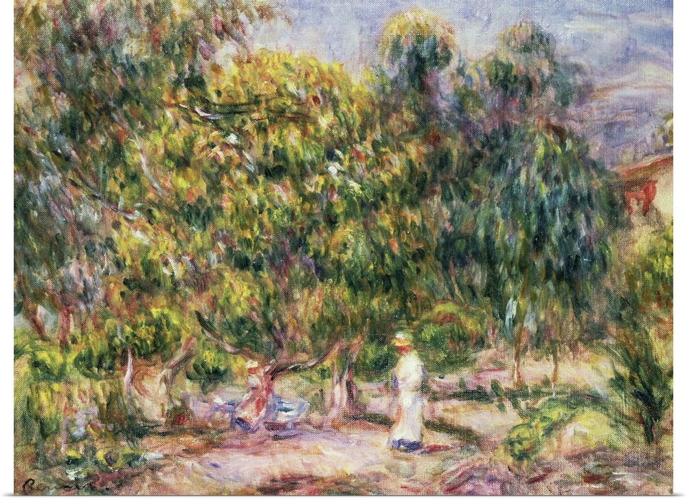 BAL76823 The woman in white in the garden of Les Colettes, 1915  by Renoir, Pierre Auguste (1841-1919); oil on canvas; 39x...