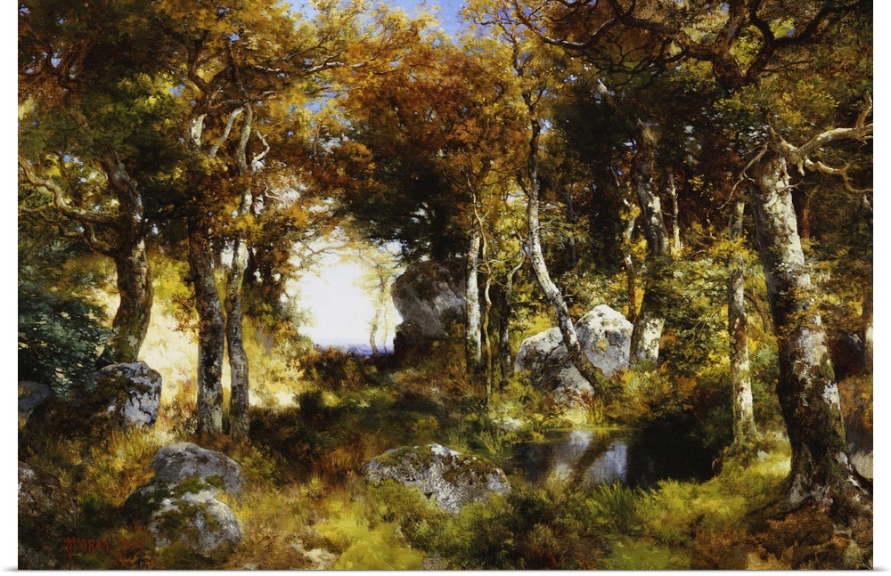 CH377859 The Woodland Pool, 1909 (oil on canvas) by Moran, Thomas (1837-1926); Private Collection; Photo .... Christie's I...