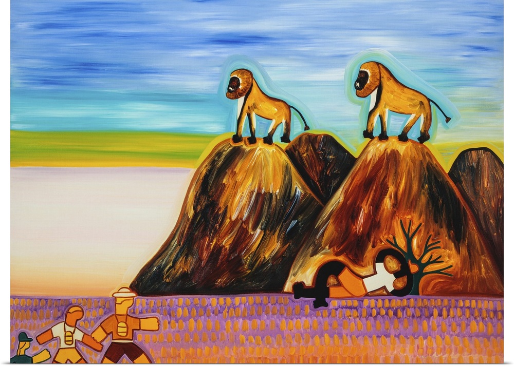 Timo and the baboons, 2003. Originally oil on linen.