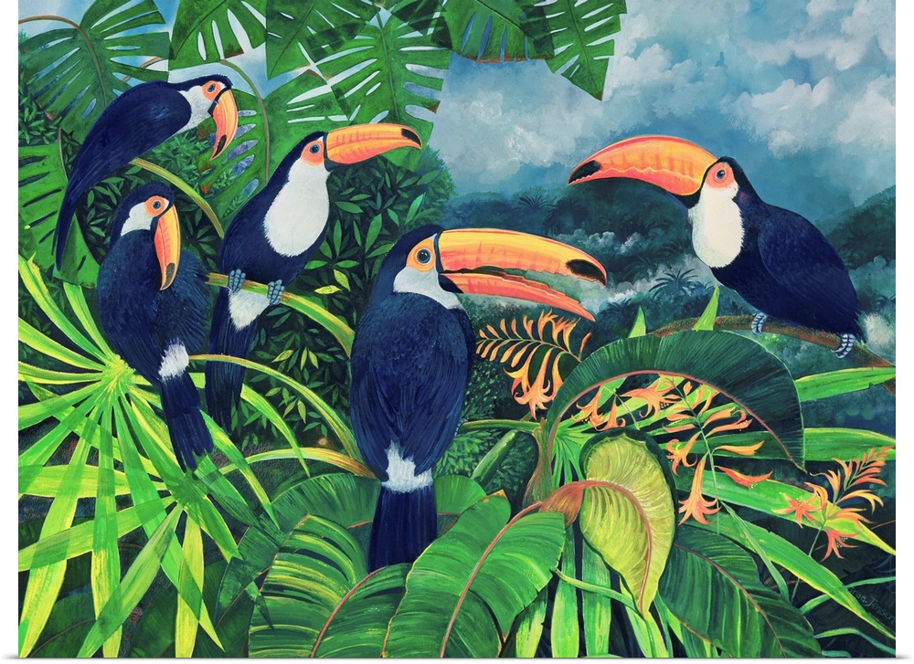 Toucan Talk by Lisa Graa Jensen, watercolor and gouache on paper.