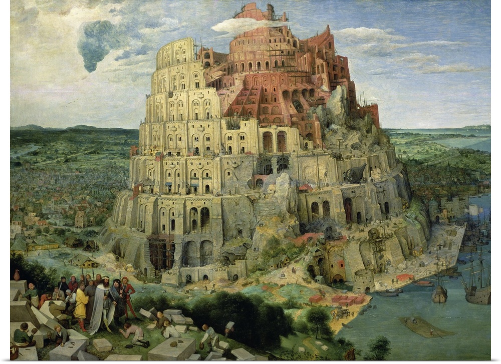 XAM345 Tower of Babel, 1563 (oil on panel) (for details see 93768-69, 186437-186438)  by Bruegel, Pieter the Elder (c.1525...