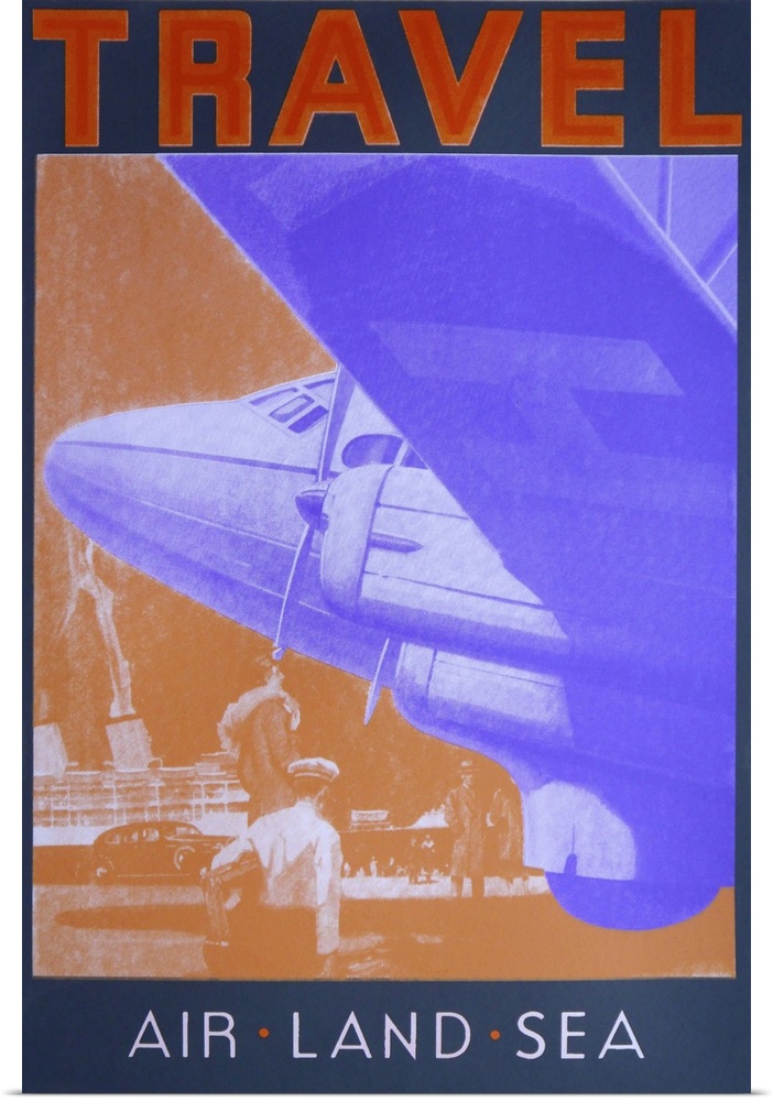 Contemporary artwork of an air travel poster.