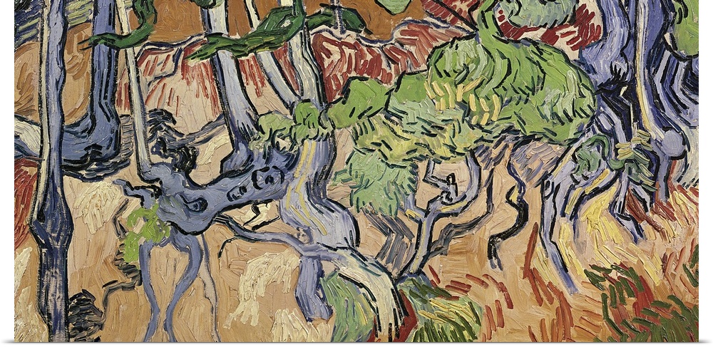 Painting by Vincent Van Gogh or tree roots in the ground.