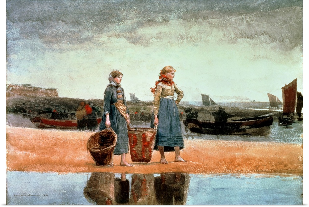 Two Girls on the Beach, Tynemouth, 1891 (w/c on paper); by Homer, Winslow (1836-1910); watercolour on paper