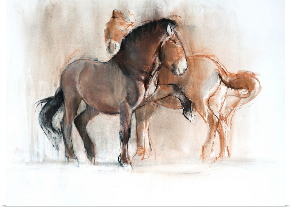 Two (Przewalski), 2013, originally pastel and charcoal on paper.