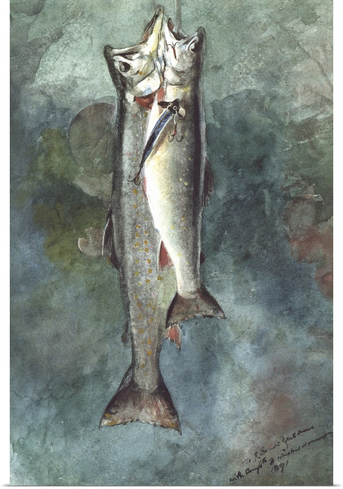Two Trout, 1891, watercolor on paper.  By Winslow Homer (1836-1910).