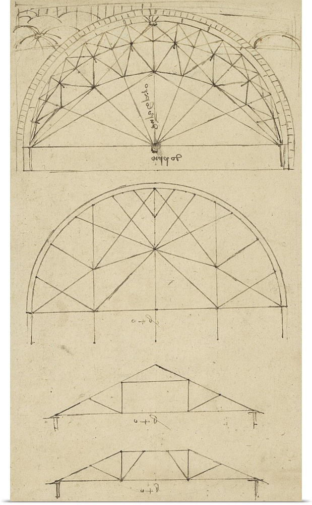 Underdrawing for building temporary arch from Atlantic Codex