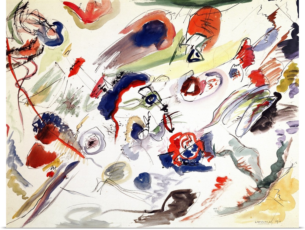 Untitled - First Abstraction, 1910 (originally pen, ink and w/c on paper) by Kandinsky, Wassily (1866-1944)