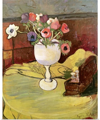 Vase of Flowers, Anemones in a White Glass