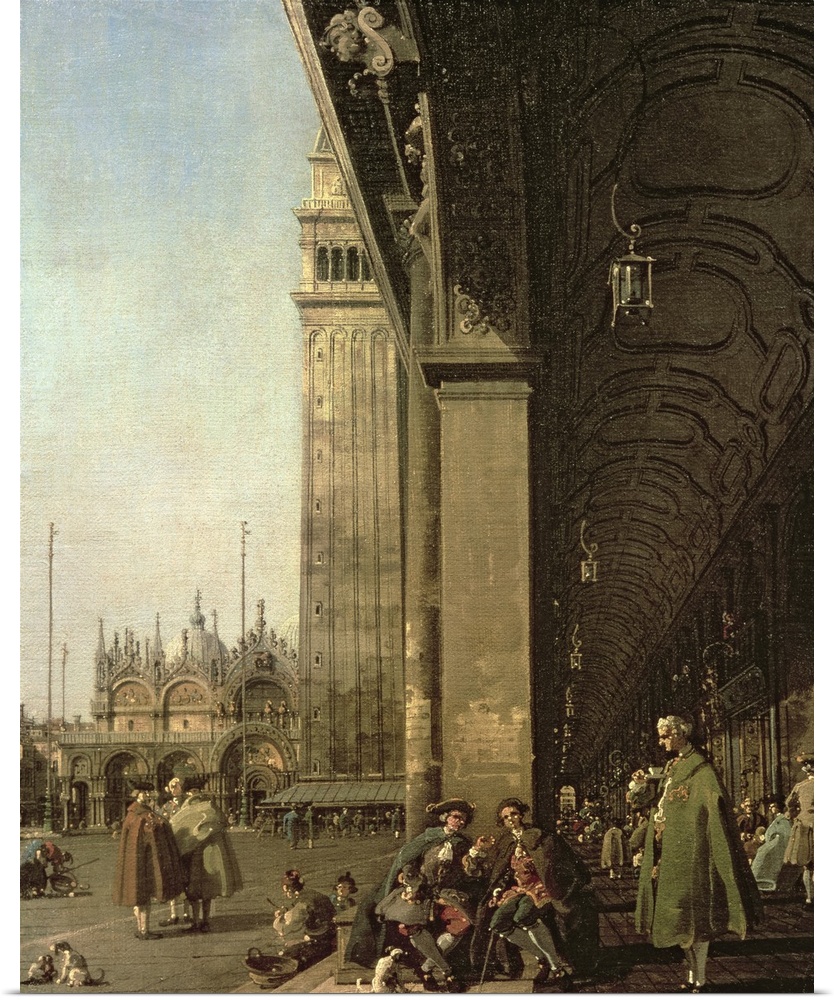 XCF32421 Venice: Piazza di San Marco and the Colonnade of the Procuratie Nuove, c.1756 (oil on canvas)  by Canaletto, (Gio...