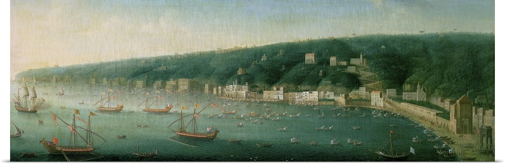 XAM72537 View of Naples from the east, 1730  by Butler, Gaspar (18th century); oil on canvas; Private Collection; English,...
