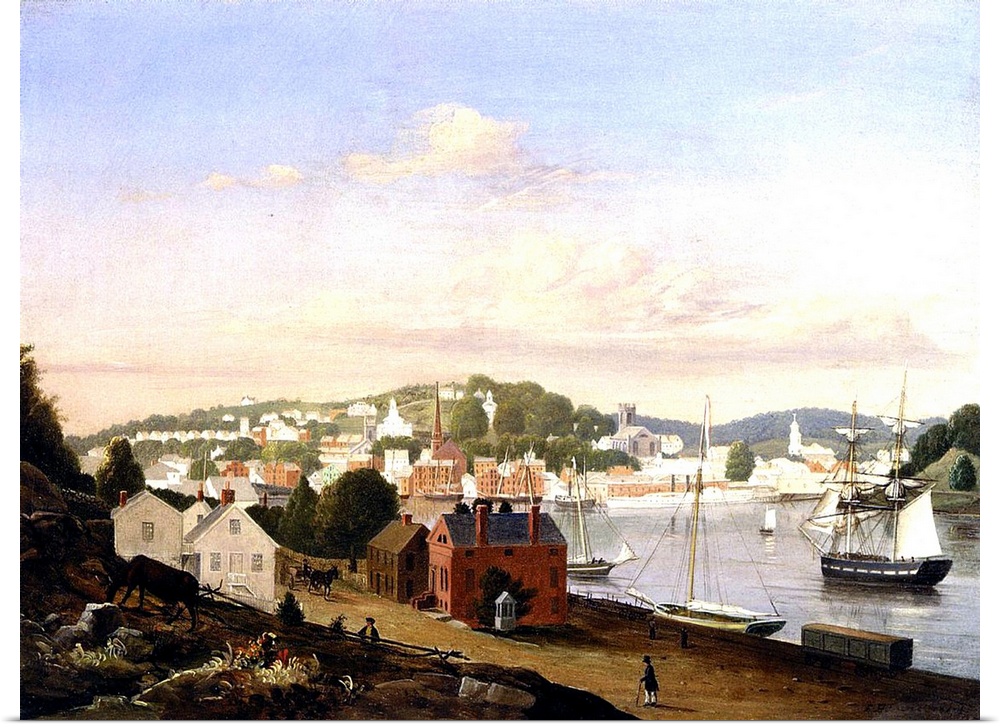 View of Norwich, Connecticut, USA, 1849 (oil on canvas)