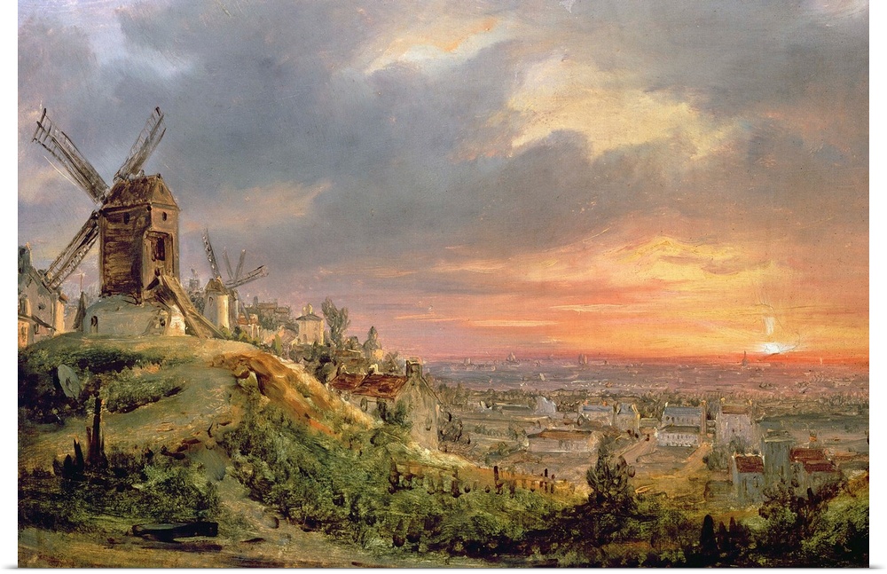 XIR215189 View of the Butte Montmartre, c.1830 (oil on canvas)  by Daguerre, Louis Jacques Mande (1787-1851); Musee de la ...