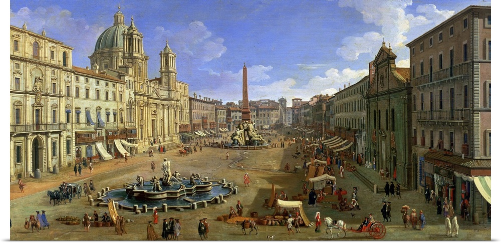 XJL109939 View of the Piazza Navona, Rome (oil on canvas)  by Canaletto, (Giovanni Antonio Canal) (1697-1768); Hospital Ta...